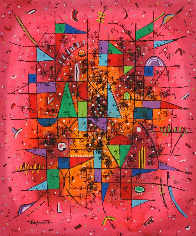 Amazon.co.jp: 若松愛子 works 8-2 抽象画 絵画 現代アート 水彩画