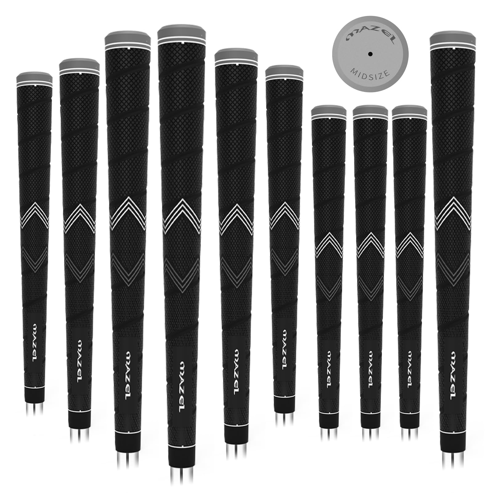 MAZEL Empuñaduras de palo de golf para hombre, paquete de 10 unidades, antideslizantes, microtextura, de alto rendimiento, tamaño mediano/estándar, opción de 5 colores