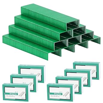 7 Pack Green 26/6 Standard Staples for Desk Stapler, 1000Pcs Colored Staples per Pack, 7000Pcs in Total Green
