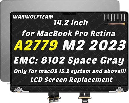 14.2inch Compatible with MacBook Pro A2779 Retina M2 Pro/Max 2023 EMC 8102 MPHG3LL/A MPHH3LL/A 3024 x 1964 LCD LED Screen Replacement Whole Hinge-up AssemblySpace Gray