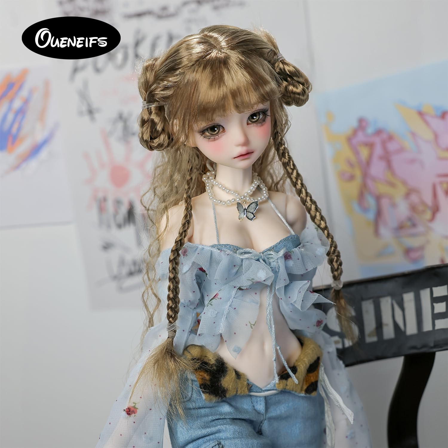 Oueneifs 1/4 Kikyou D Bjd Puppe Fullset Fashion Y2k Stil Harz Spielzeug langes glattes Haar (ohne Frisur)