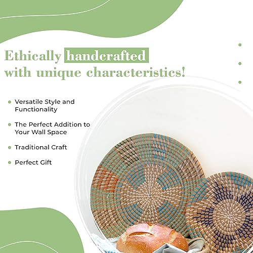 Miniatura 3 de Juego de 3 cestas de pared tejidas, bandeja decorativa, cesta de pan tejida de hierba marina natural, cesta colgante decorativa, decoración de pared