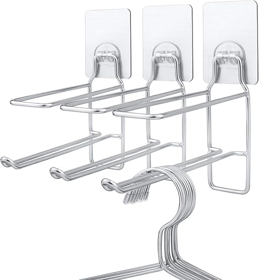 Amazon Co Jp Libzaki 壁掛け洗濯ハンガー収納ラック 省スペース ステンレス 壁付けフック 洗濯ハンガー整理収納 おしゃれ 濯バサミ カバー 帽子掛け 取り付け簡単 耐荷重5 10kg ベランダ リビング ベッドルーム 玄関 バスルーム ホテルなど大活躍 3個セット ホーム