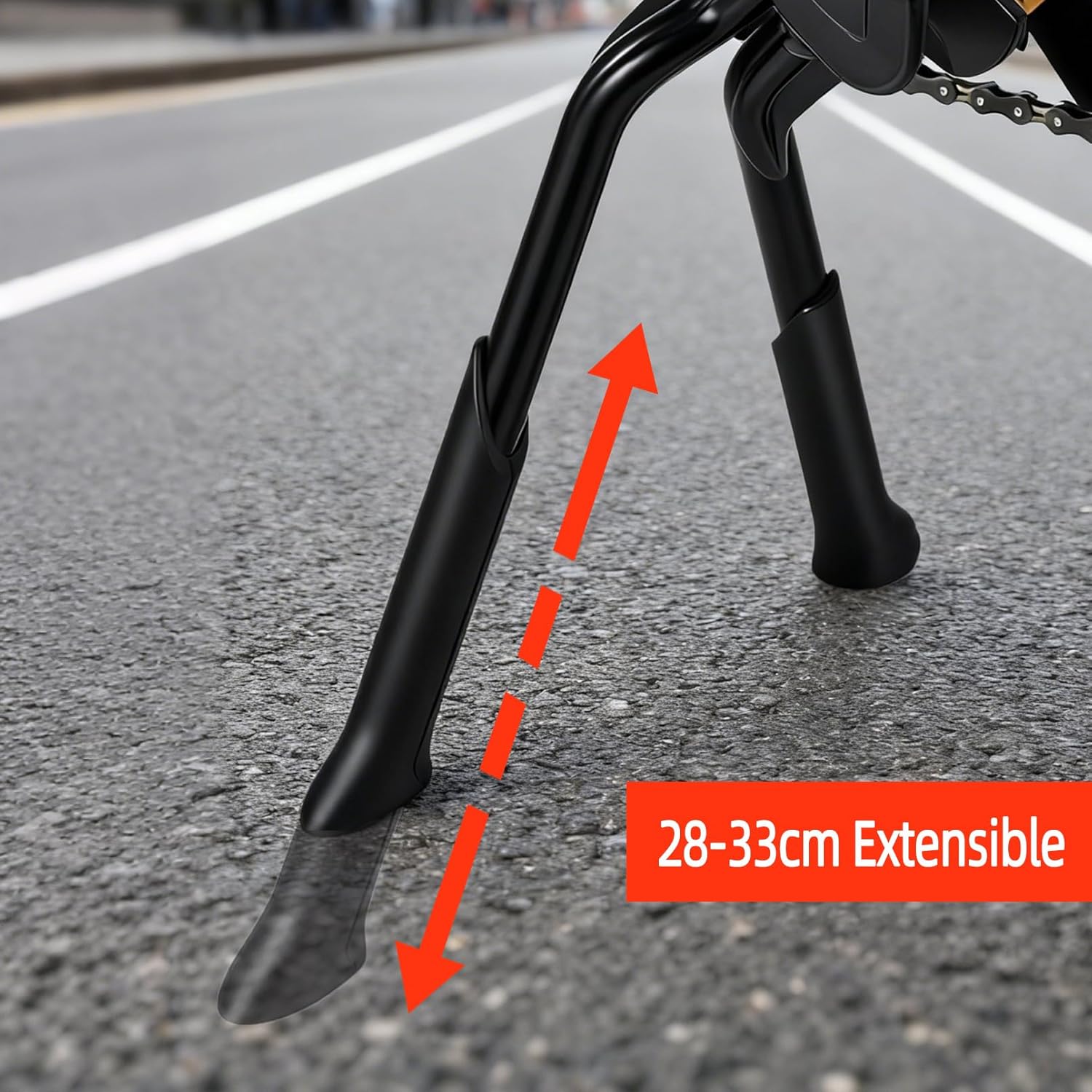 Bike Stand for 24"-28" - Adjustable & Foldable Bike Kickstand with Stable Double Leg & Chain Protection - Easy to Mount Kickstand for Adult Bike - Durable Design for Trekking & Mountain Bike
