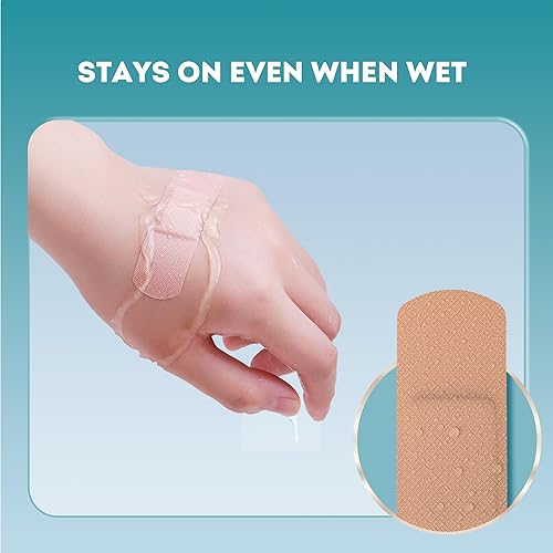 Miniatura 6 de Vendajes adhesivos de tela flexible, 100 unidades, vendaje de primeros auxilios sin látex con almohadilla antiadherente para cuidado de heridas,