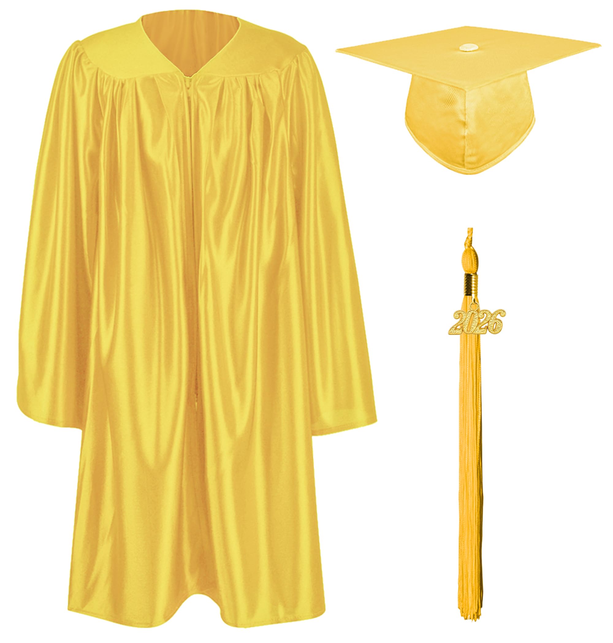 GraduationMall Preschool Children's Graduation Cap and Gown,2026 Shiny Nursery Graduation Outfit for Kids Gold 27(107-114cm)