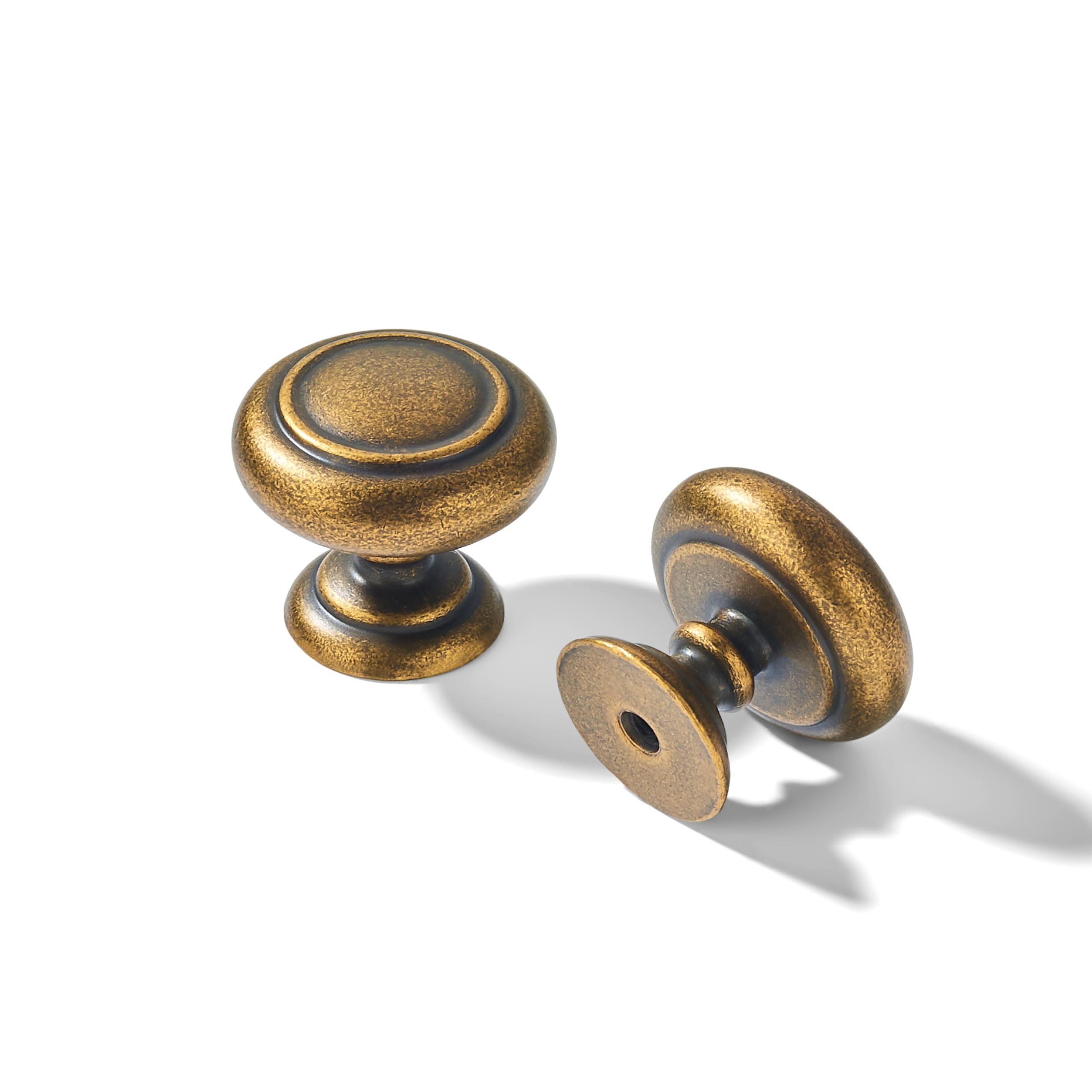 KHTUMEWARE-80362 Round Knob, Antique Brass, 2-Pack in Antique Brass — KHTUMEWARE