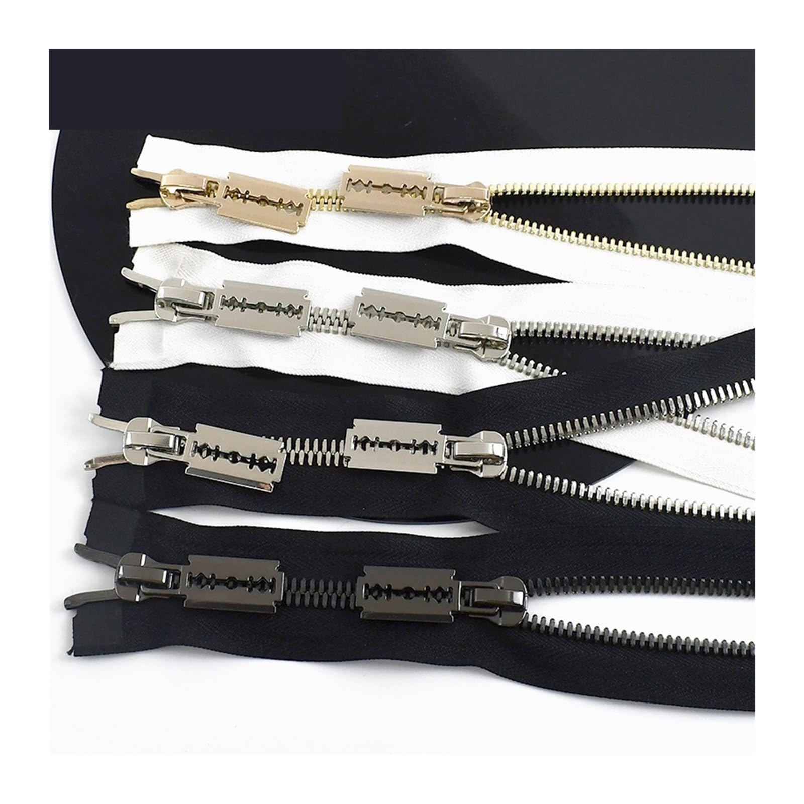 Cremallera De Dos VíAs 1 Cremallera Metálica Doble de 85/100/120 cm, 10#, bidireccional, grande, for chaquetas plumas y abrigos. Ideal for coser hacer manualidades(Black-120cm)