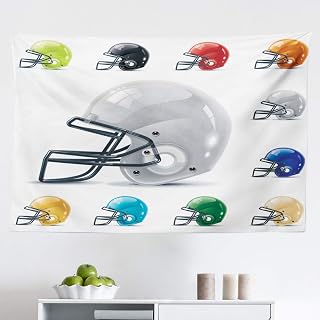 Lunarable Sports Tapestry, American Football Gridiron Colorful Protection Game Time Sports Equipment Print, Fabric Wall Hanging Decor for Bedroom Living Room Dorm, 45" X 30", Multicolor