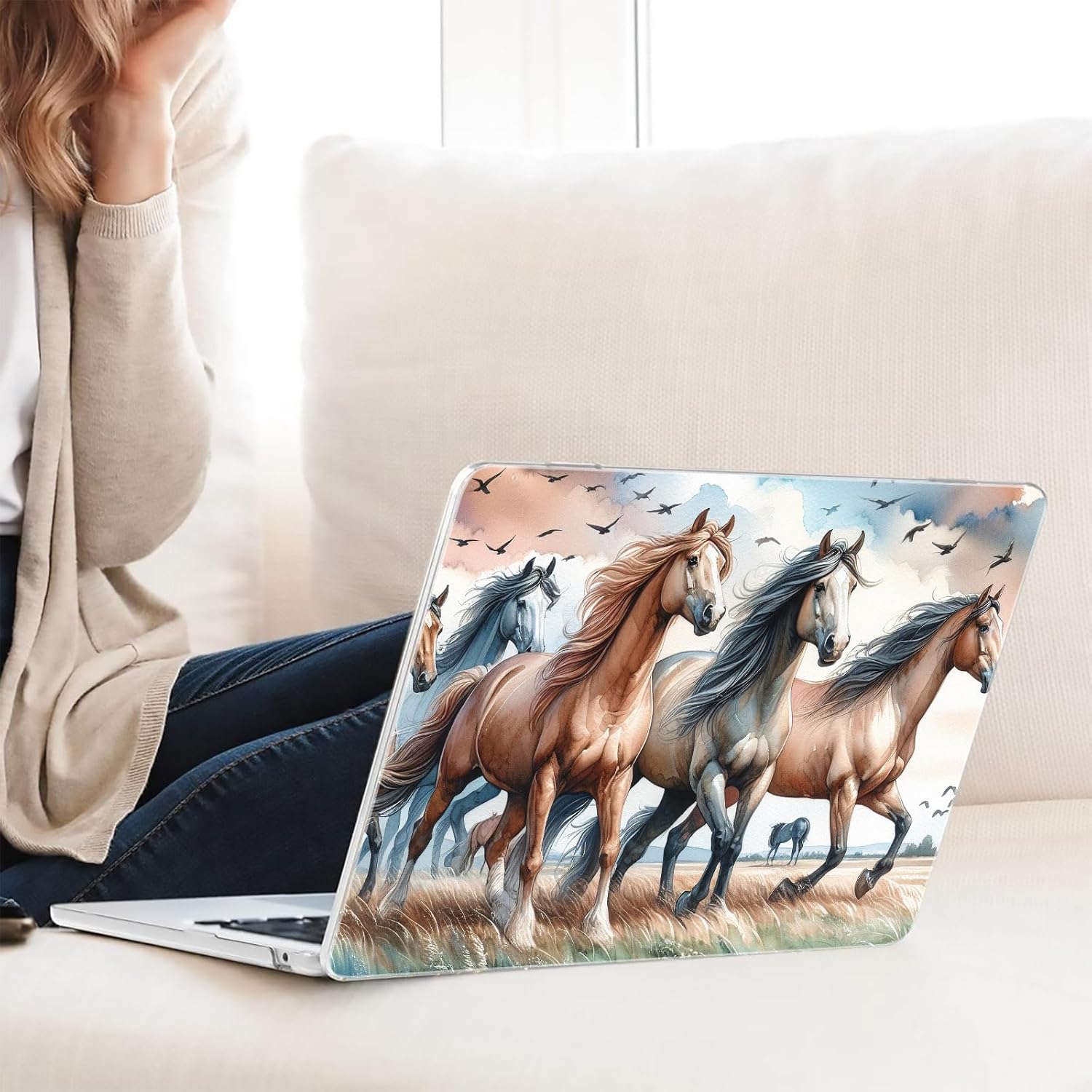 Compatible with MacBook Air 13 inch, Hard Shell Case with Keyboard Cover and Screen Protector (A1369 A1466, 2010-2017 Release) - Horse MC21922