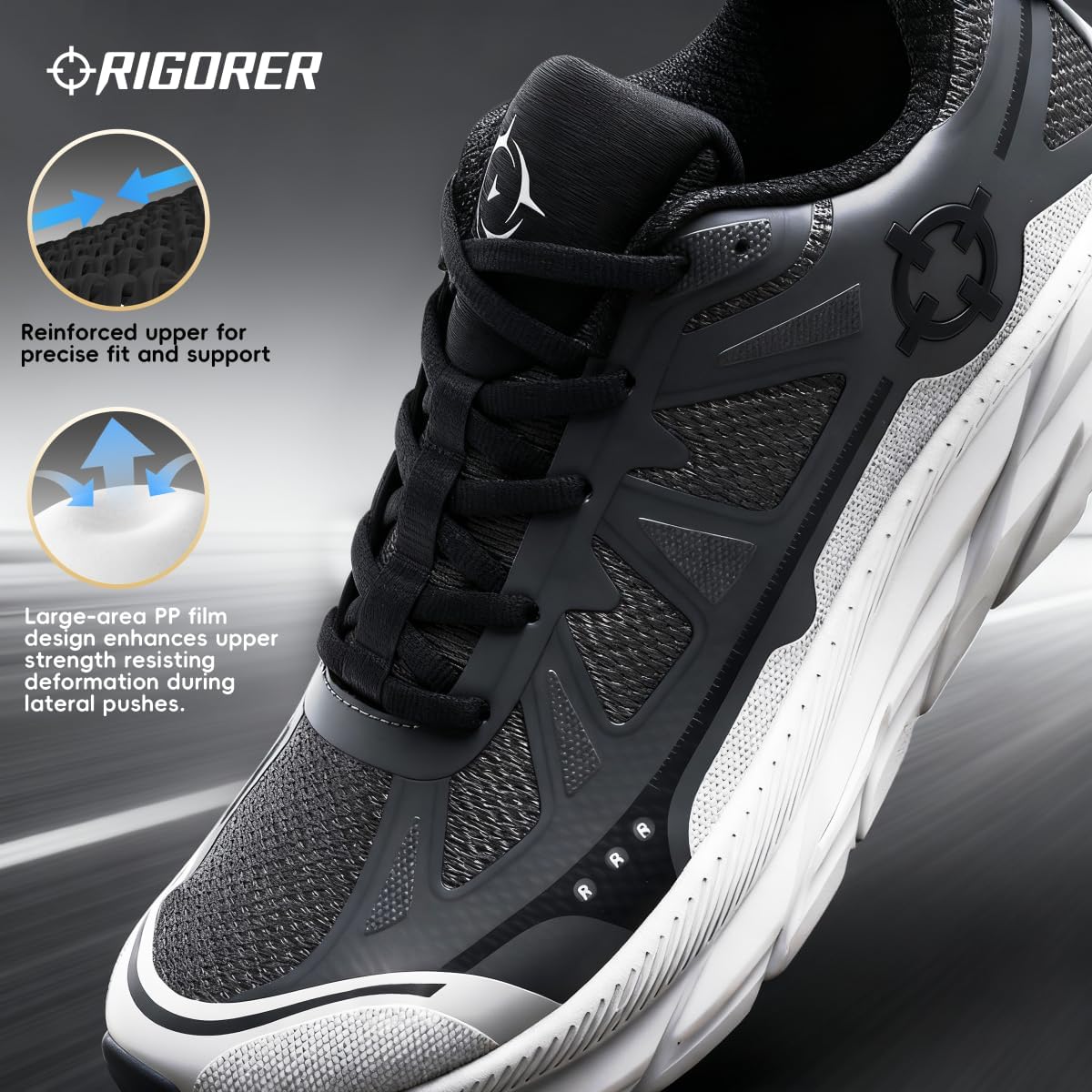 RIGORER RRR Men's Cushion Running & Referee Shoes - Lightweight Athletic Sneakers for Road Running, Daily Trainer, Basketball Officials and Workout Gym Sports - Image 4