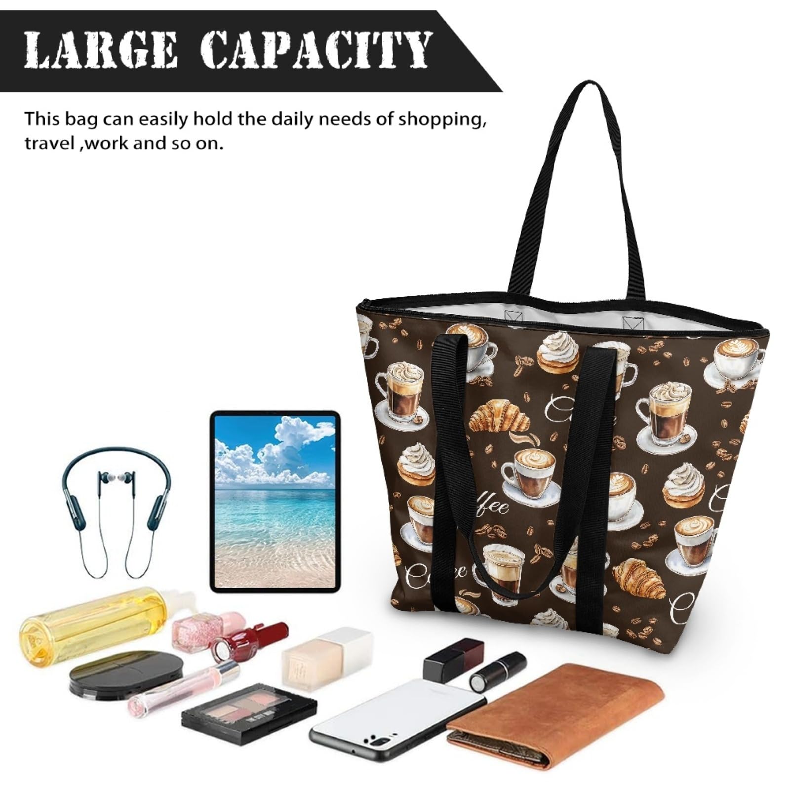 Jutebeutel Strandtasche Polyester Stoffbeutel Damen Einkaufstasche Wiederverwendbare Badetasche Einkaufsbeutel Faltbar Stoffbeutel mit Reißverschluss Stofftasche