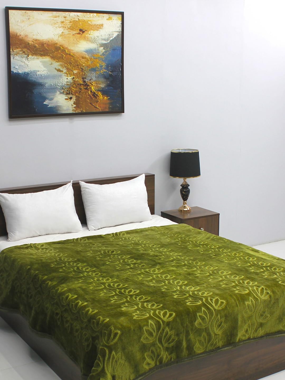 Rubix Home Green Color 270 GSM Mink Blanket Double Bed. Soft Cozy