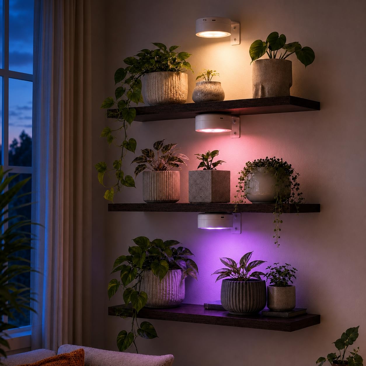 Photo 1 of Lazukes 3-Tier Floating Shelves with 3 Grow Lights