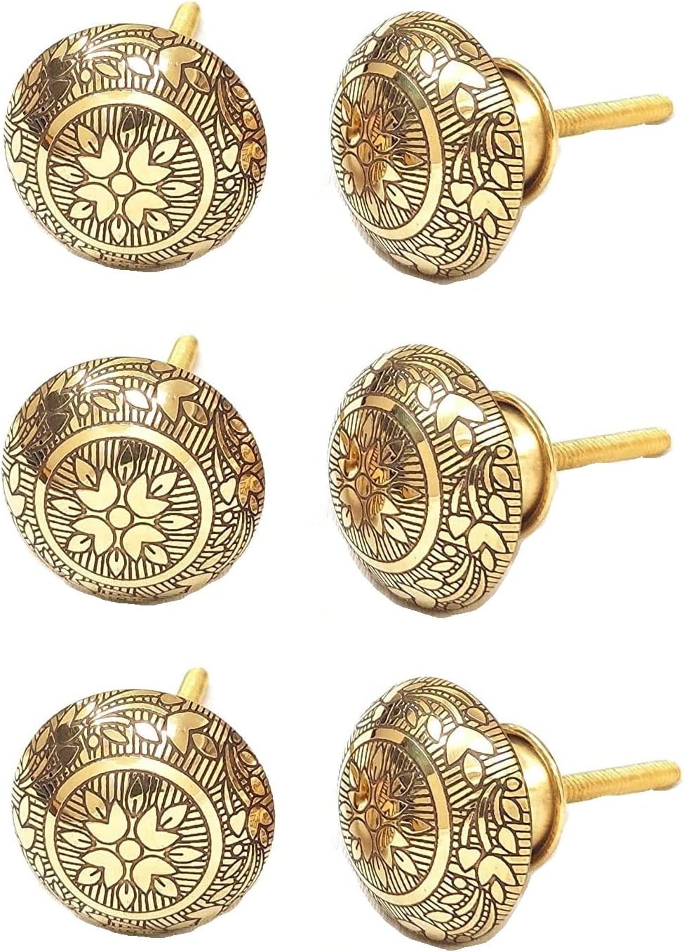 Brass Cupboard and Drawer knob for Home,Kitchen,cabinets,Door Pull .Set of 6 pcs.(Size:6.5x4x4 CM) (6)