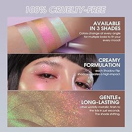 Jolilab Metallic Liquid Chameleon Eyeshadow, Multi-Dimensional Eye Looks, Long-lasting Holographic Glitter Multichrome Eyeshadows Makeup (Peacock+GX002)