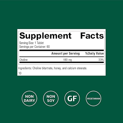 Miniatura 2 de Colina de proceso estándar - Soporte hepático, apoyo de la vesícula biliar y suplemento del sistema nervioso con bitartrato de colina y miel - 90