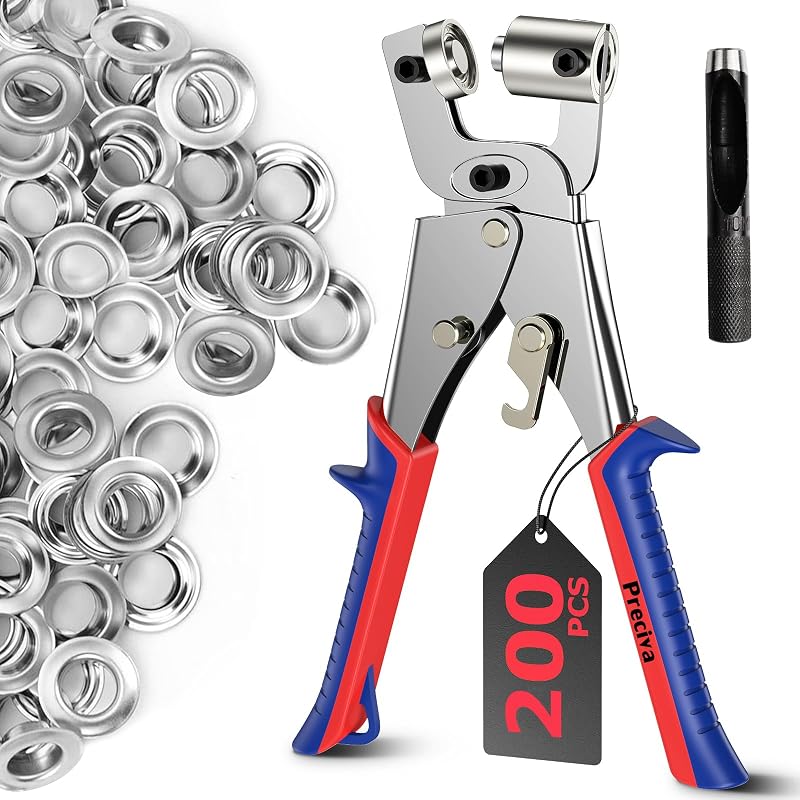 Preciva Szemmásolószerszám Készlet 200 Szemmel, 10mm Mágneses Sajtó és Lyukasztó - Red and Blue, 200 Pieces