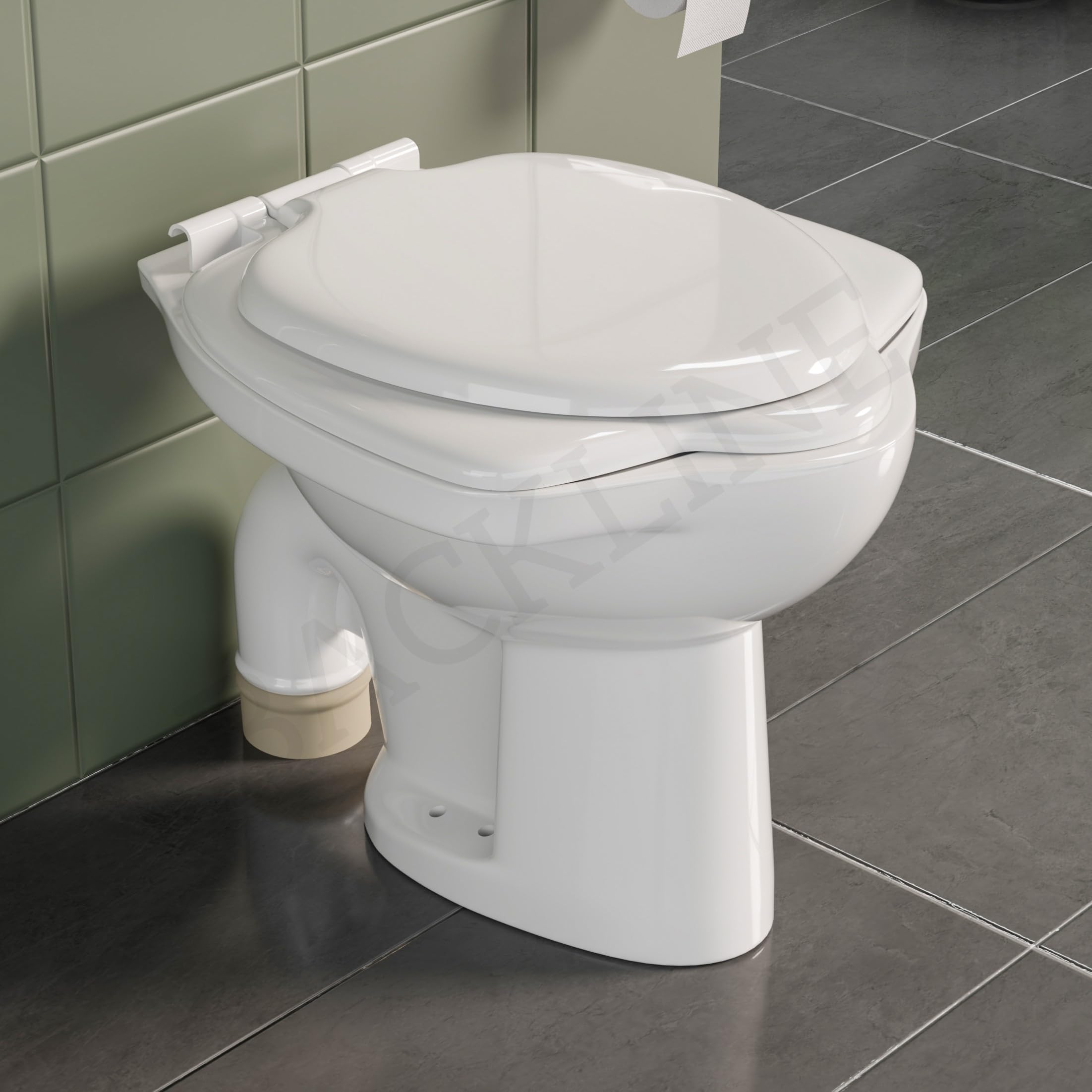 B Backline Ceramic Anglo Floor Mounted Commode | EWC Western Toilet Water Closet with Seat Cover | S-Trap 9-Inch Floor Outlet (56 x 46 x 41 cm) | Glossy White (7-Year Color Warranty)