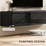 HOMCOM 63" Floating TV Stand, Modern Wall Mounted Media Console for TVs up to 70", Entertainment Center with Storage, High Gloss Effect, Black