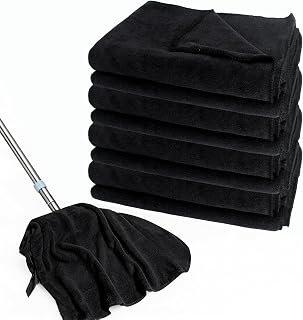 4 Pcs Extra Large Microfiber Cleaning Cloth 30 x 20 Inch Reusable Thick Cleaning Towel Washable Solid Color Microfiber Towel for Home Office Window Cars Glass (Black)