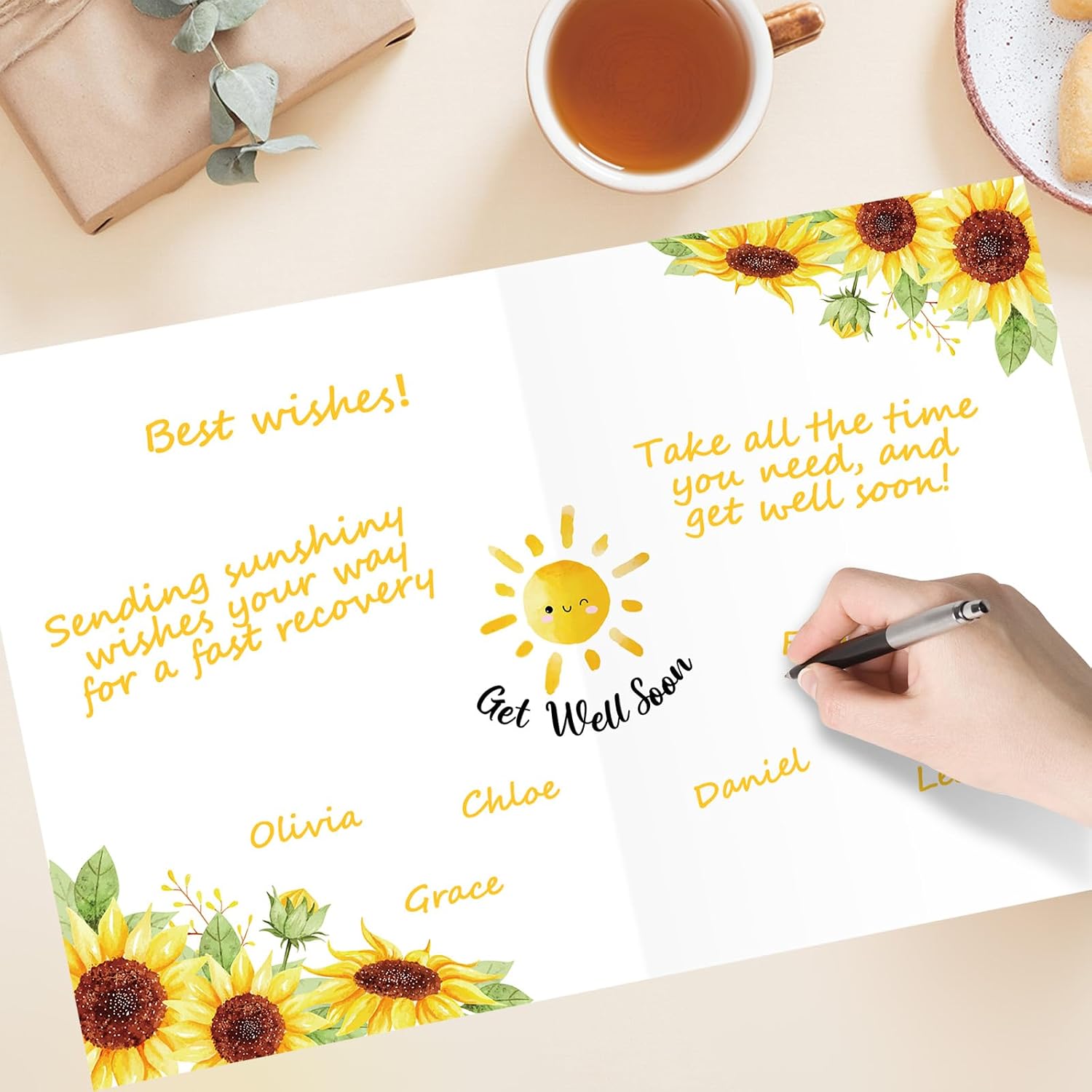 Jumbo Get Well Card Sunflower Giant Get Well Soon Cards from Group Big Shaped Huge Greeting Card Large Thinking of You Big Wishes Gift Extra Large for Men Women Coworkers Friends 14 x 22 inch