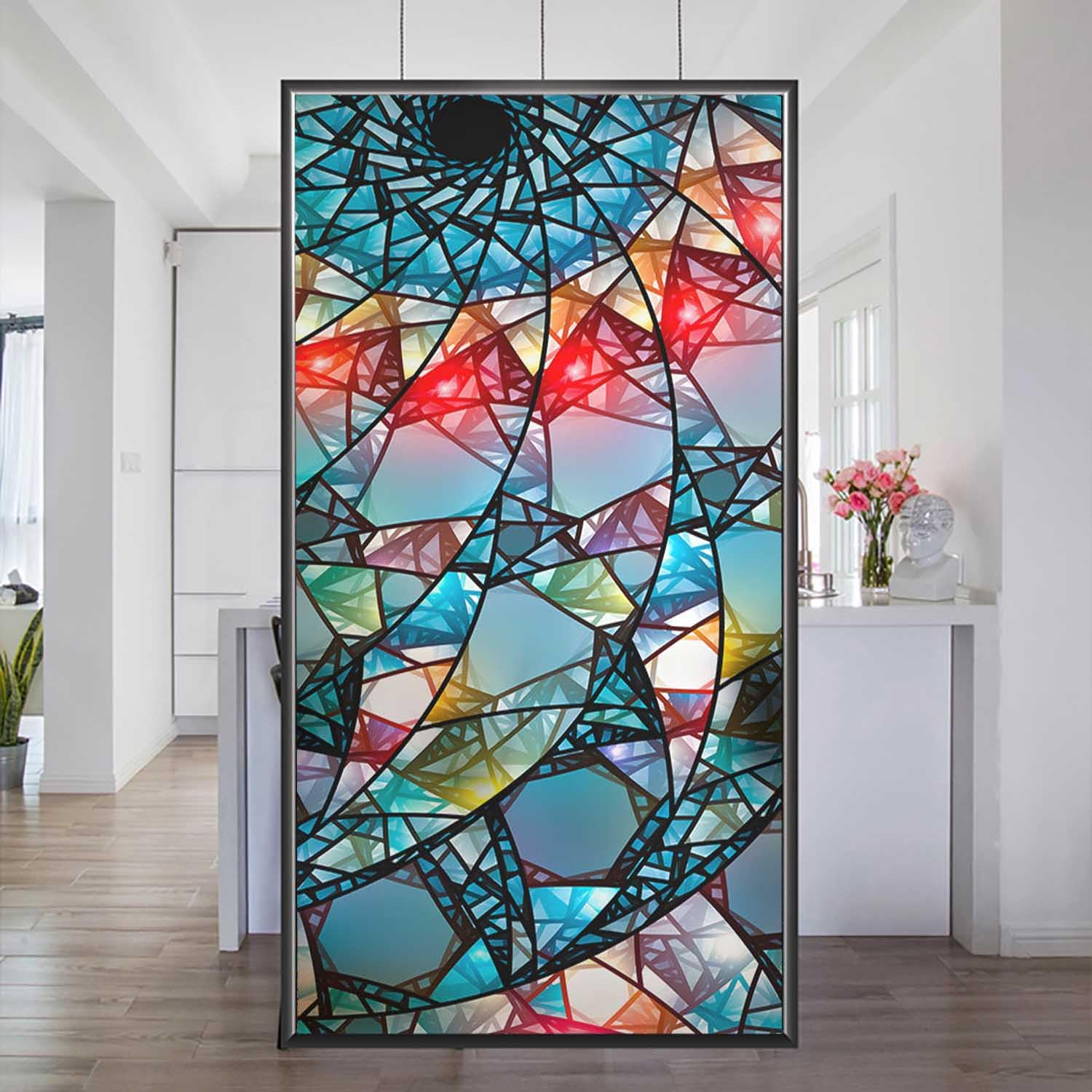 3D Abstrakte Fensterfolie Sichtschutzfolie Milchglas Fensterfolie Selbstklebend Abnehmbar Statische Fensterfolie Blickdicht Fensteraufkleber Für Duschtür Küche Schlafzimmer Büro,B,90x200cm