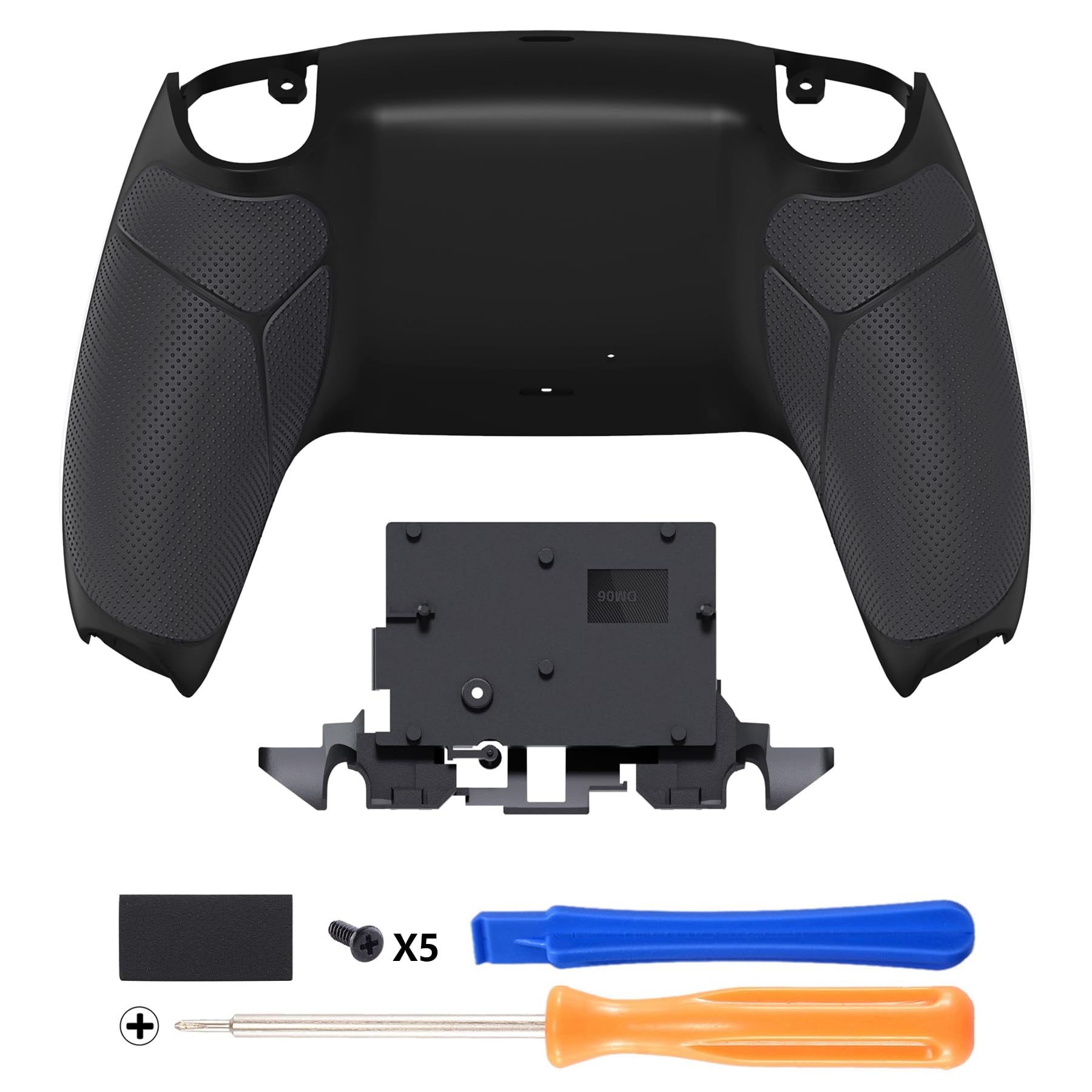 eXtremeRate Tylna Obudowa Dolna kompatybilna z ps5 Controller BDM-010/020/030/040/050/060, Replacement Gumowany Uchwyt Back Shell Cover dla ps5 Controller–Czarny