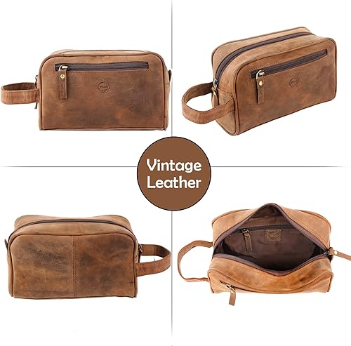 Miniatura 5 de Neceser pequeño para hombre Doop Kit para viajes | Kit de afeitado higiene dopp bolsa Accesorios de baño | Perfecto para hombres y mujeres, Marrón