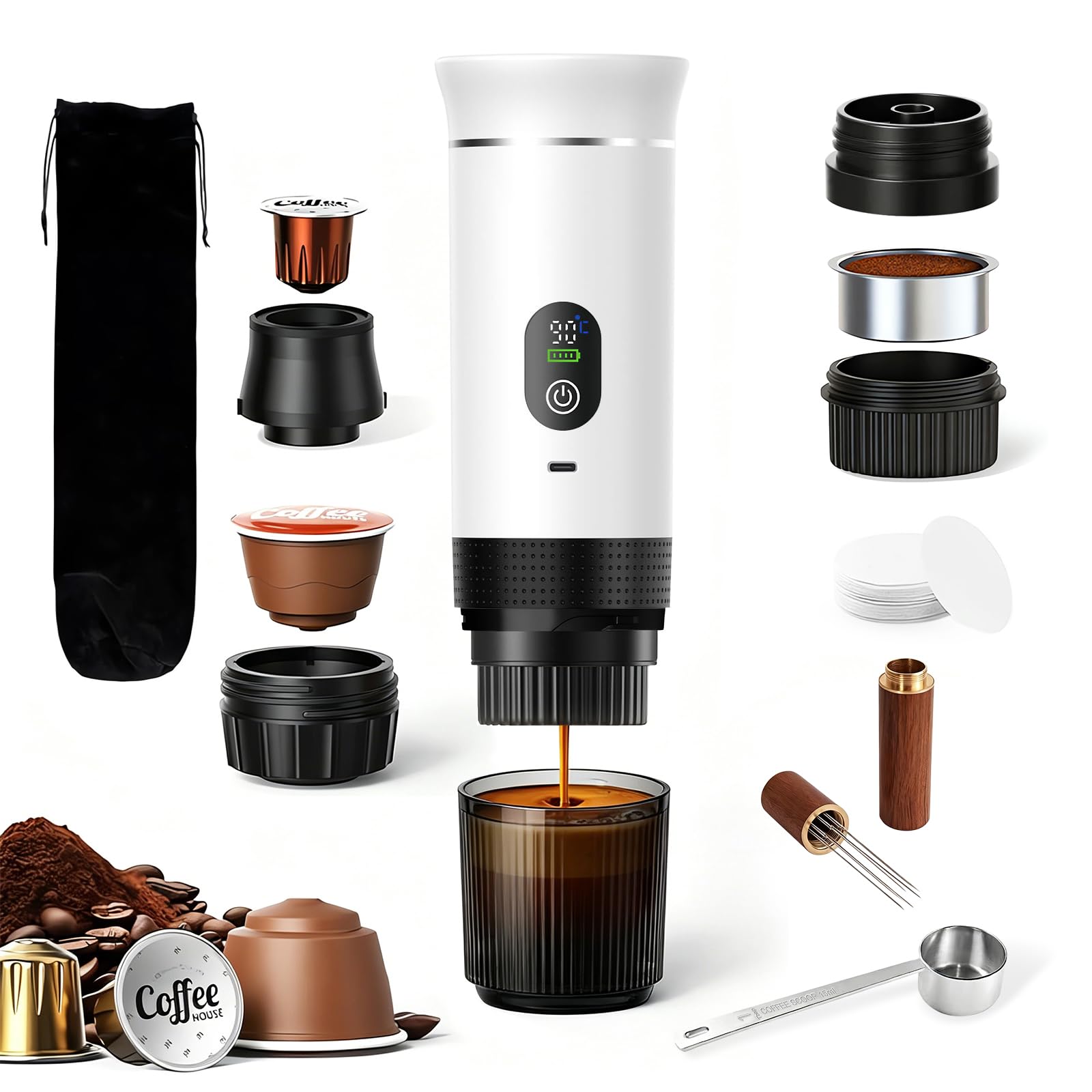 Macchina da caffè portatile da viaggio,Per campeggio,ufficio, la casa,auto