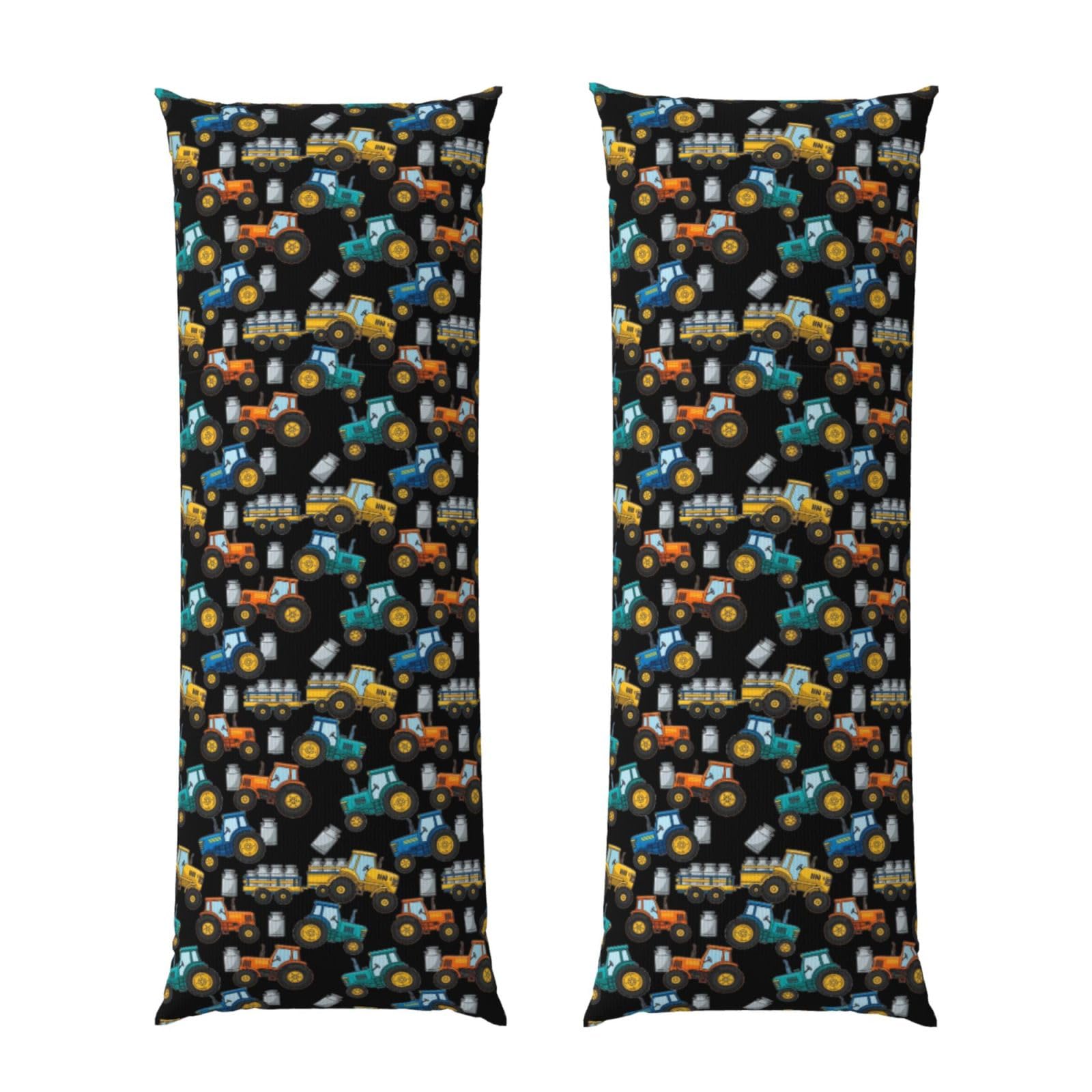 Body Pillowcase 20x60 Inch, Cartoon Milk Farm Tractors Black, Luxury Soft Pillow Cover with Zipper, Breathable Microfiber Fabric, for Men Women Bedroom Couch