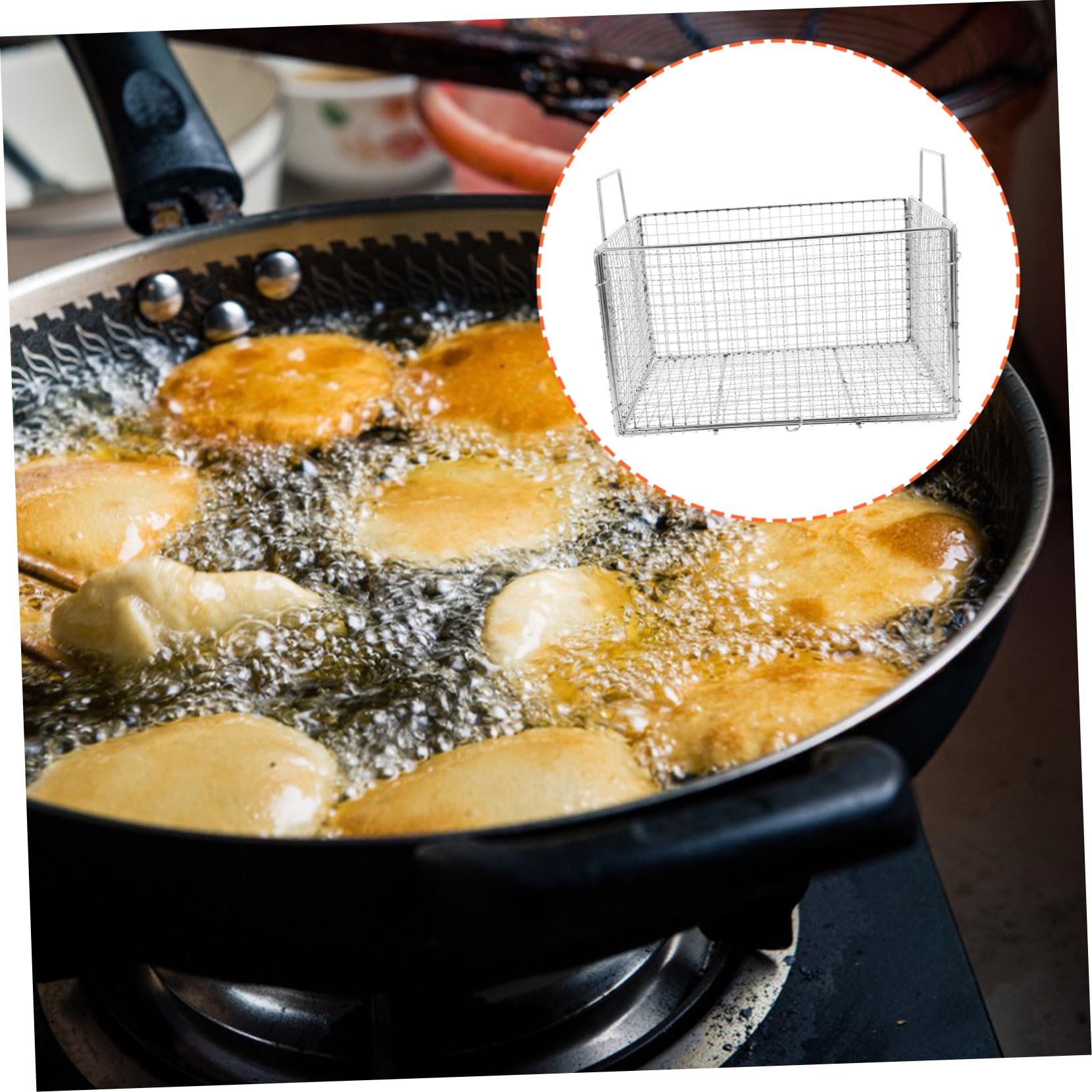 ULTECHNOVO Cestello Filtrante Dell'olio e Cestino per Lavaggio Verdure Pieghevole in Acciaio Inox, Scolapasta per Fritti Rete a Maglia Fine, Utensile Cucina per Eliminare Olio in Eccesso