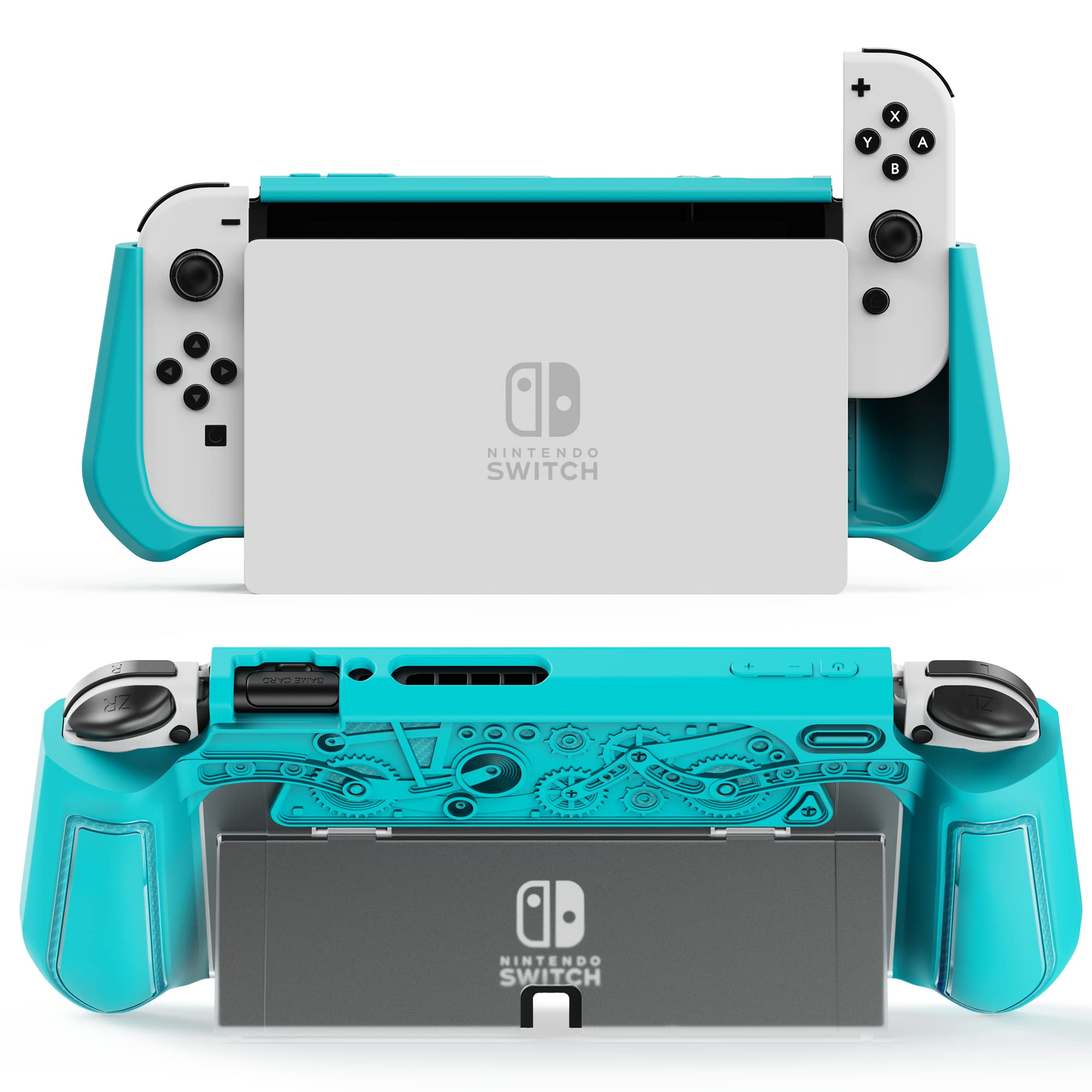 LeyuSmart Switch OLED Protective Case Dockable for Nintendo Turquoise, Turquoise, Dockable Switch Oled Protective Case