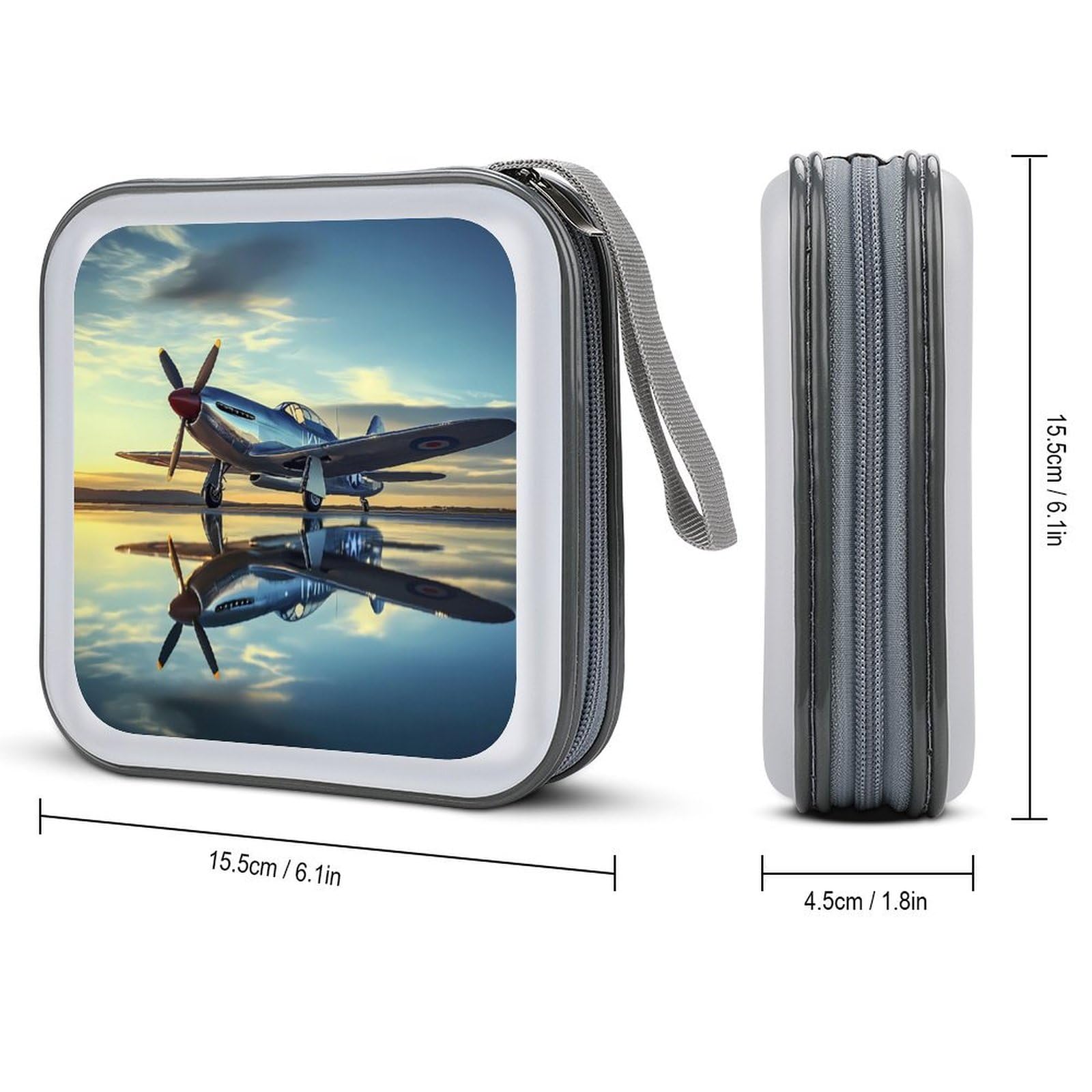 Airplane Vintage Aviation Fighter CD Case Plastic DVD Case Holder Wallet Disc Storage Organizer for Car Travel