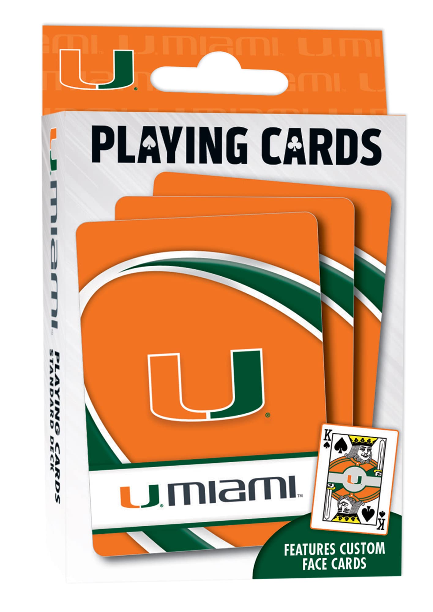 MasterPieces Family Games - NCAA Miami Hurricanes Playing Cards - Officially Licensed Playing Card Deck for Adults, Kids, and Family