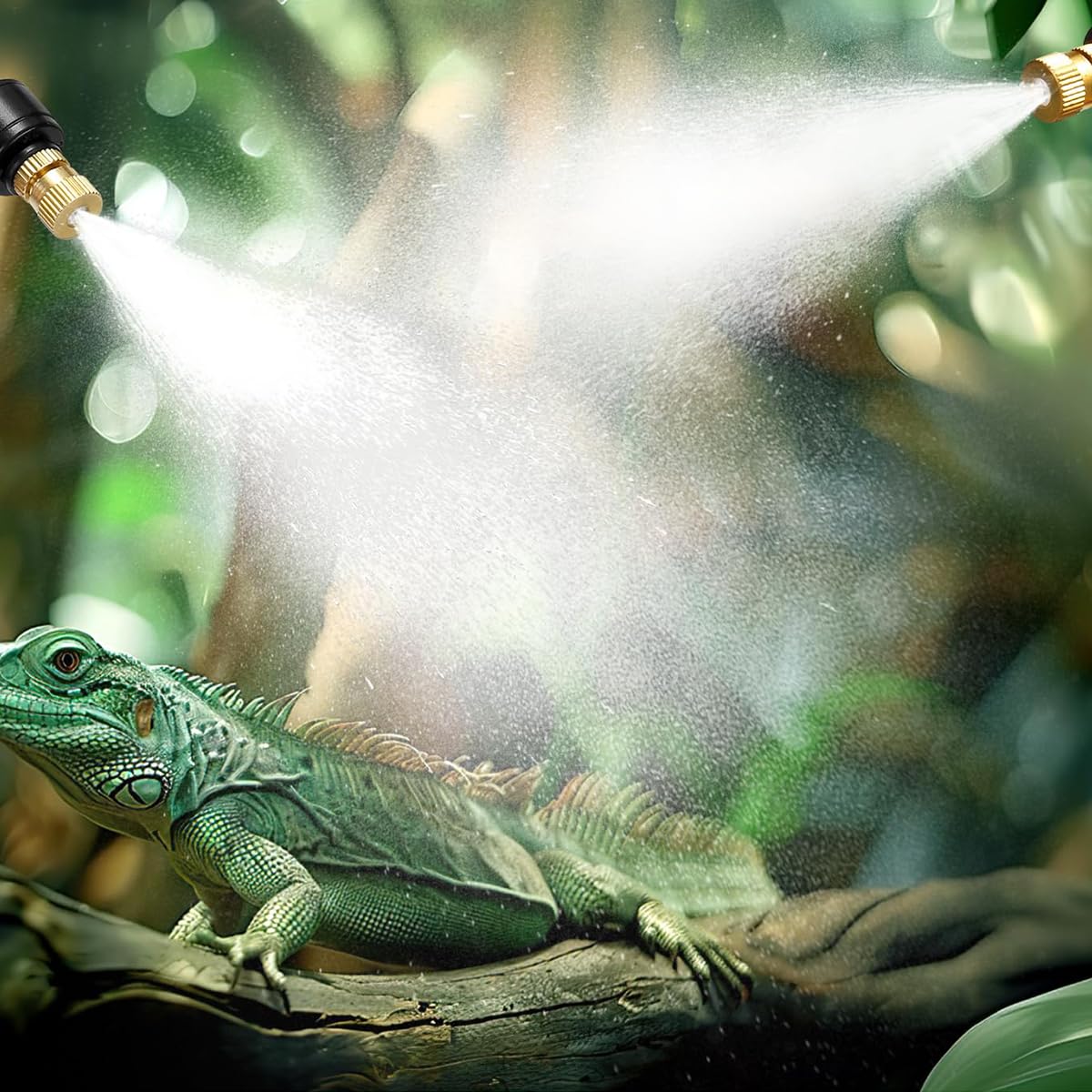 Sistema de nebulización temporizada con tanque de selva tropical con wifi ajustable de 360°, caja para tortugas trepadoras pulverizador automático