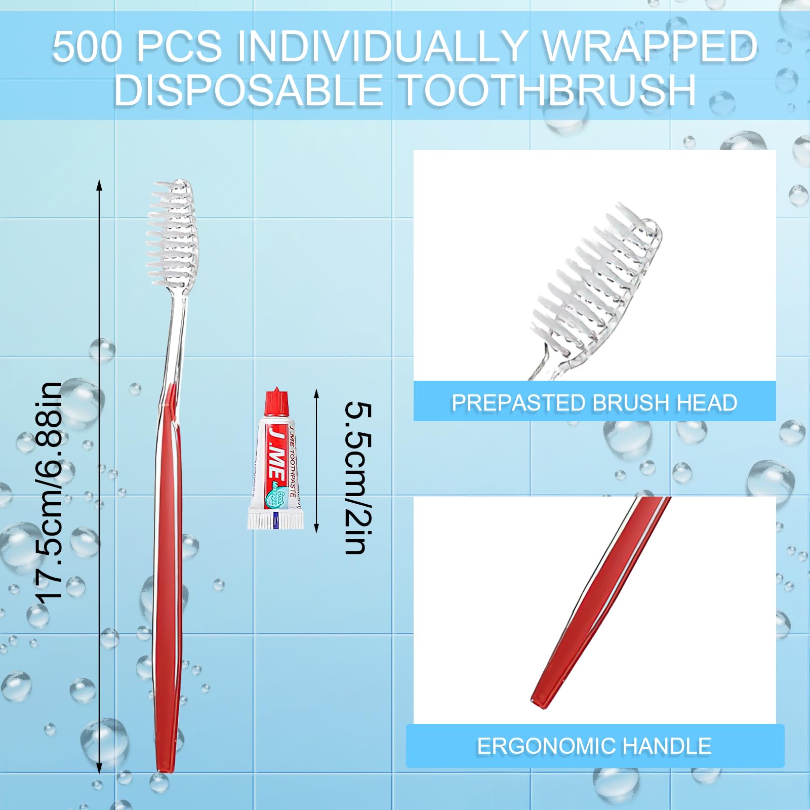 Set di 500 spazzolini da denti e dentifricio confezionati singolarmente, perfetti per hotel, scuole e donazioni senza fissa dimora
