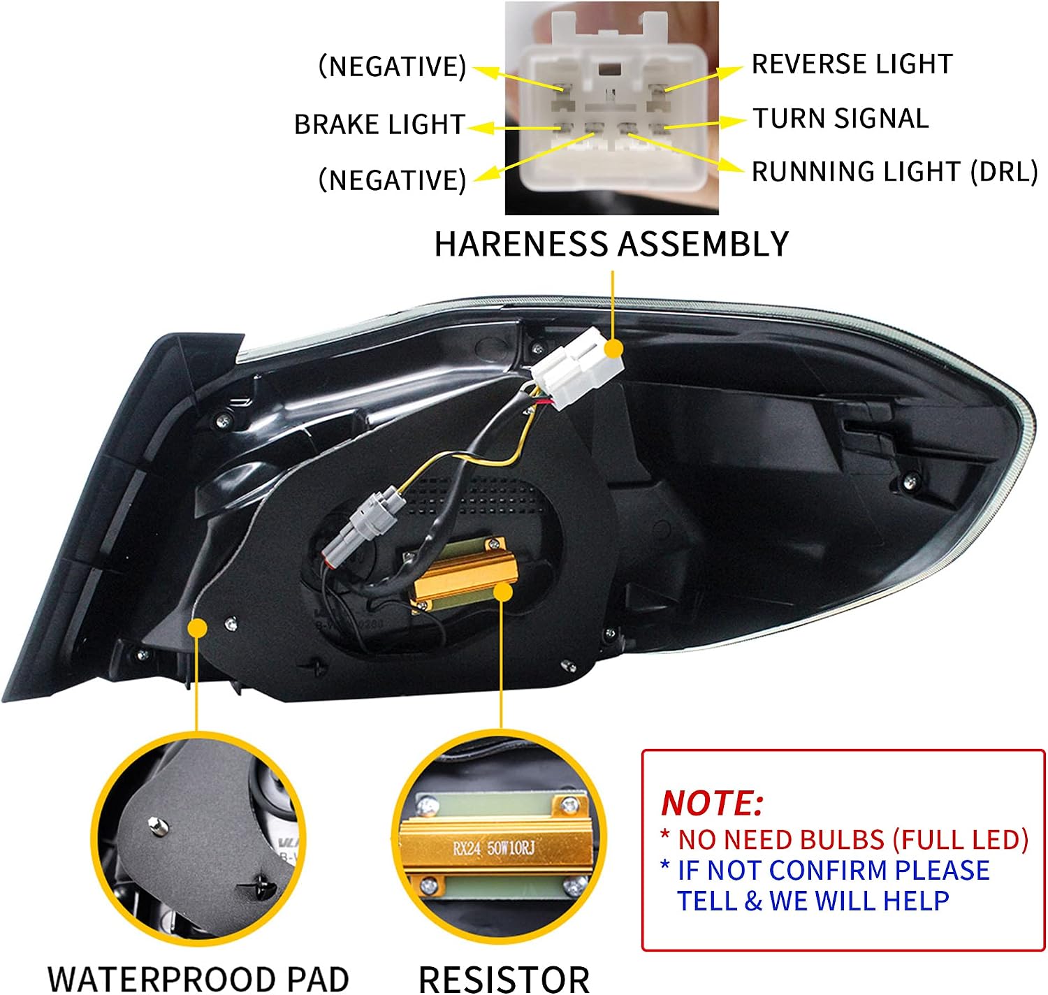 VLAND LED Headlights + Tail Lights Assembly Compatible for [Subaru WRX STI 2015 2016 2017] Front Lamps Assembly with Welcome Running Lights, Rear Lamps (set)