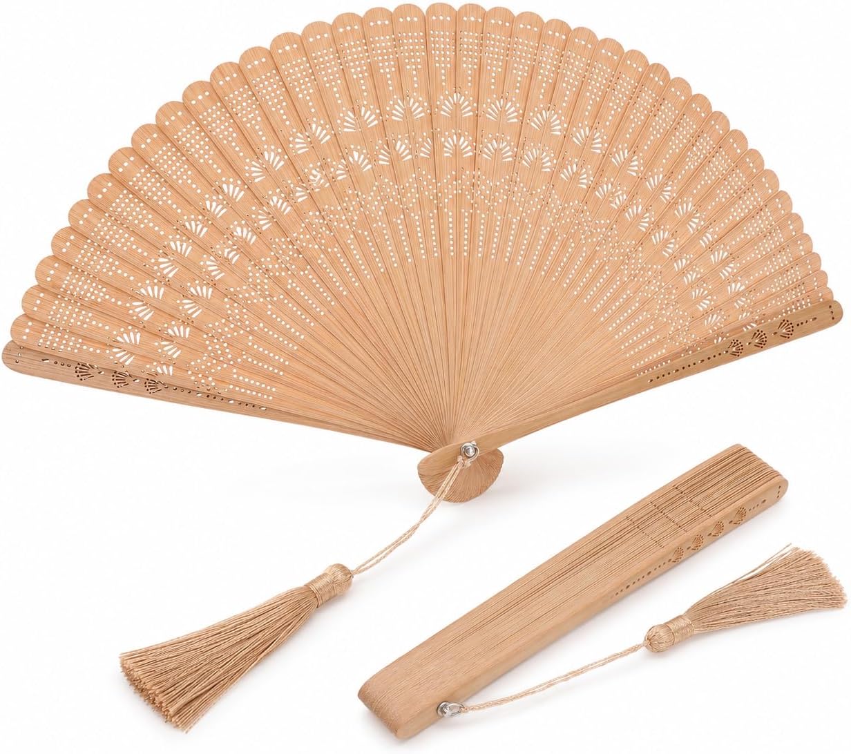 BESPORTBLE Bamboo Folding Fan for Women, Vintage Chinese Handheld Foldable Fan, Small Portable Wood Cooling Accessory for Hot Flashes, Church, Wedding Party, Dance Performance, Festival Gift