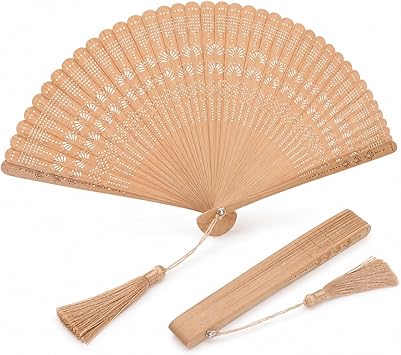 BESPORTBLE Bamboo Folding Fan for Women, Vintage Chinese Handheld Foldable Fan, Small Portable Wood Cooling Accessory for Hot Flashes, Church, Wedding Party, Dance Performance, Festival Gift