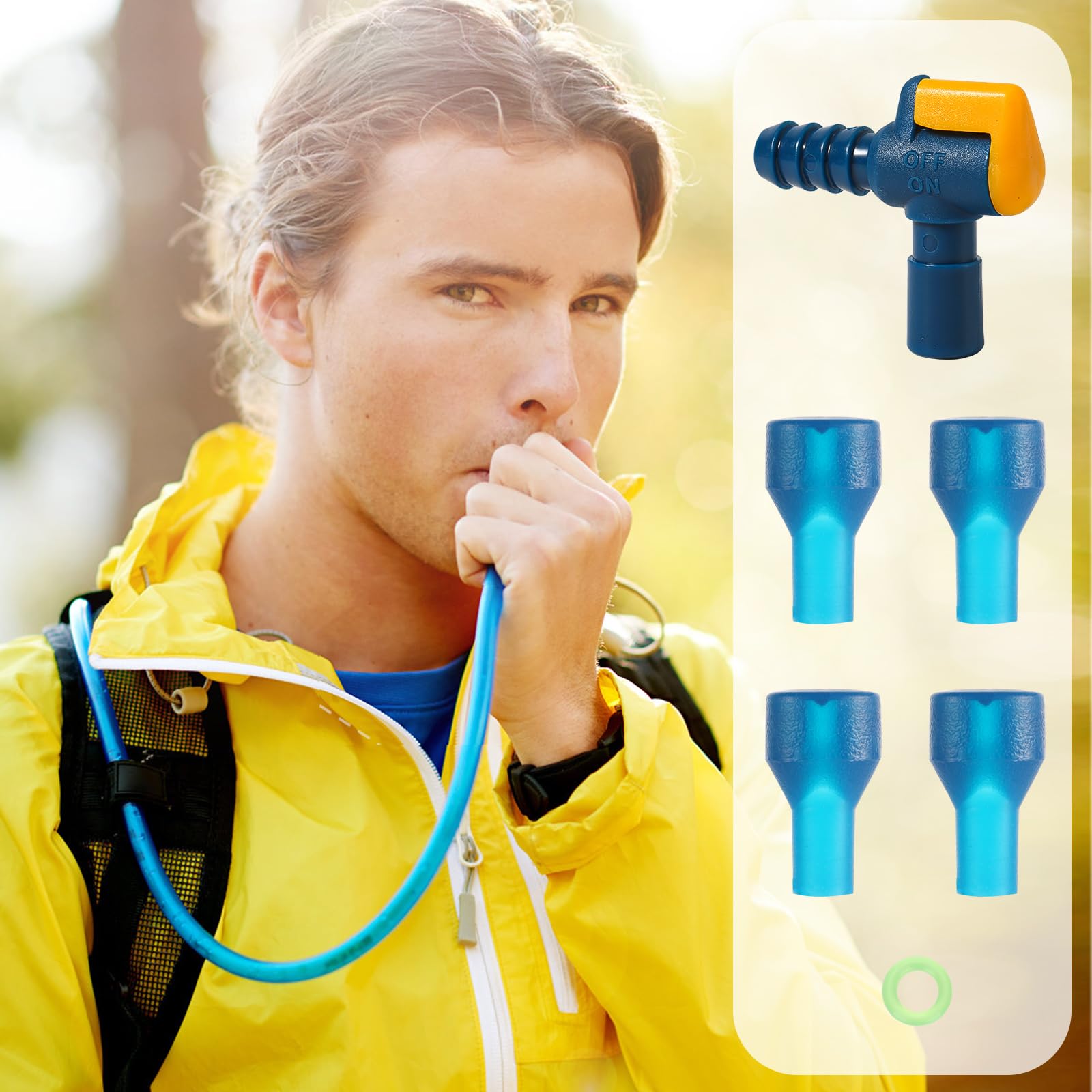 4pz Ricambio per Valvola di Morso, con 1 Connettore per Tubo Flessibile Angolato e 1 Anello di Tenuta Ricambio per Boccaglio in Silicone per Sacca di Idratazione Compatibile con Camelbak