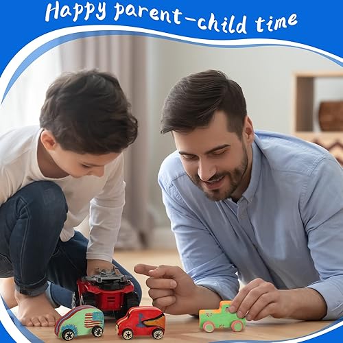 Miniatura 5 de Chivao 12 piezas de autos de madera para pintar para niños, juguetes de auto de madera sin terminar, manualidades pintables, cosas para pintar para