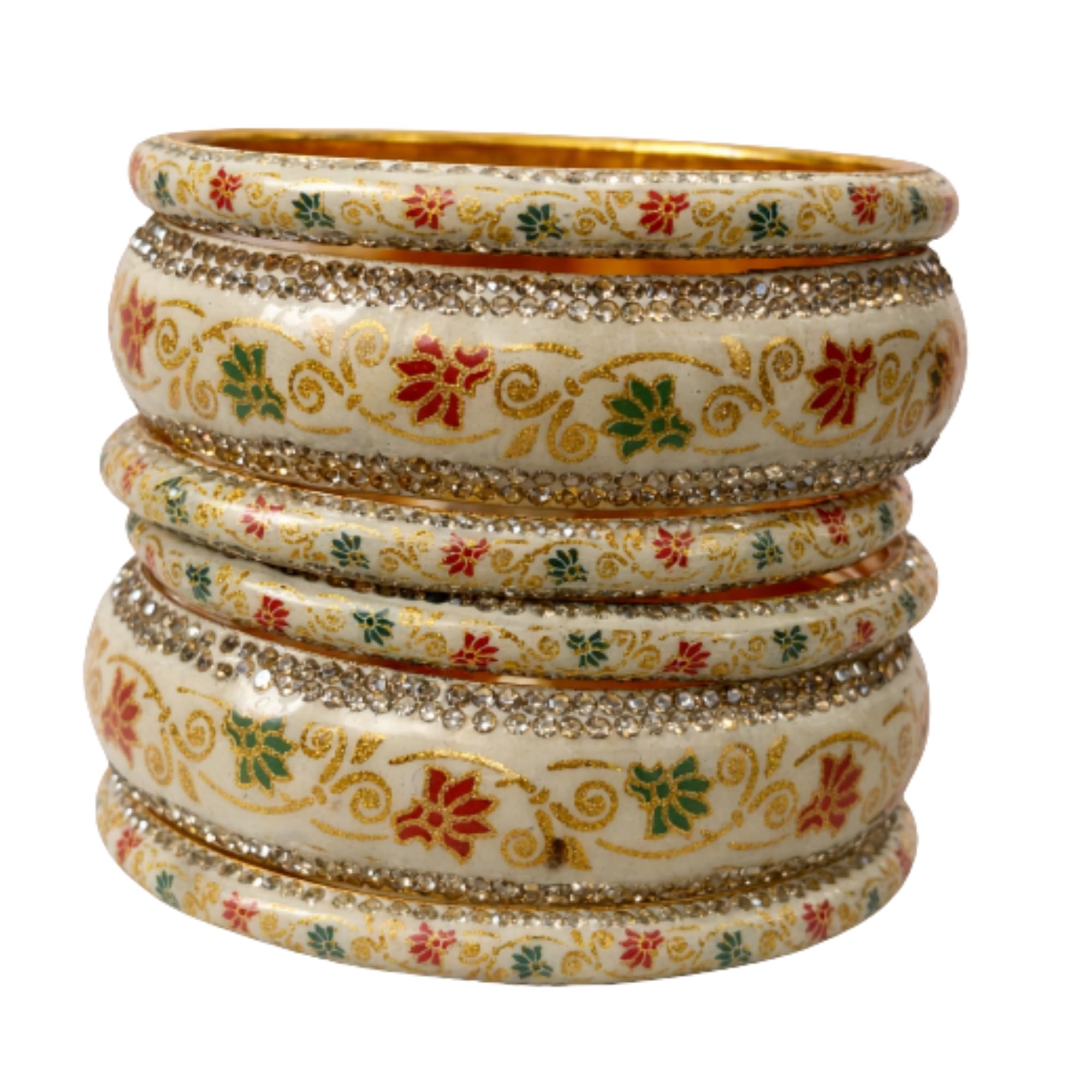 Handmade Meenakari Lac Bangles Red Green Flower Design | Traditional Rajasthani Lac Chudi Set for Women & Girls | Ethnic Bridal-image-18