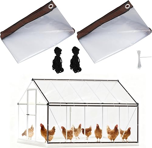 Fukaisu 2 Stück Hühnerstall Abdeckung, 3x1m wasserdichte Transparente Plane für 