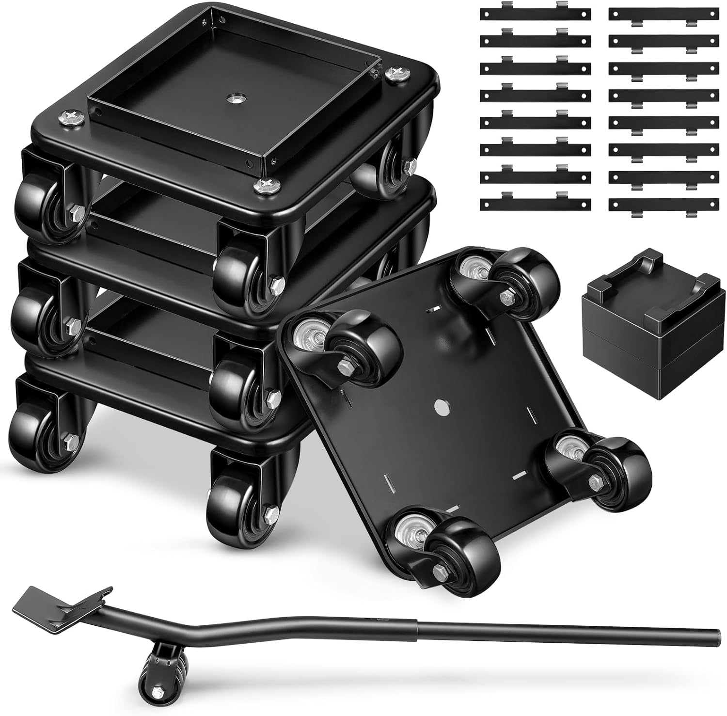 KEDSUM Furniture Dolly, Furniture Movers with 4 Wheels, Carbon Steel Panel Heavy Duty Dolly, Furniture Lifter with Removeable Baffles, Moving Dollies with Rotatable Wheels for Heavy Appliance, 2000LBS