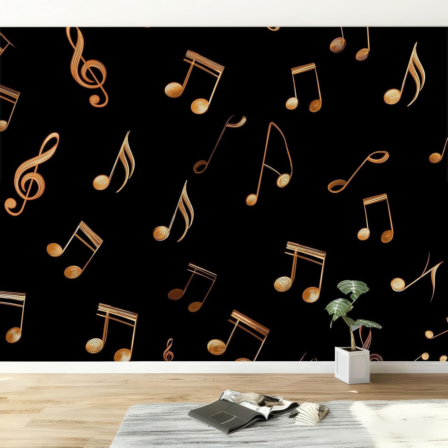 Papier peint panoramique notes de musique pour salon et chambre moderne intissé 400x280