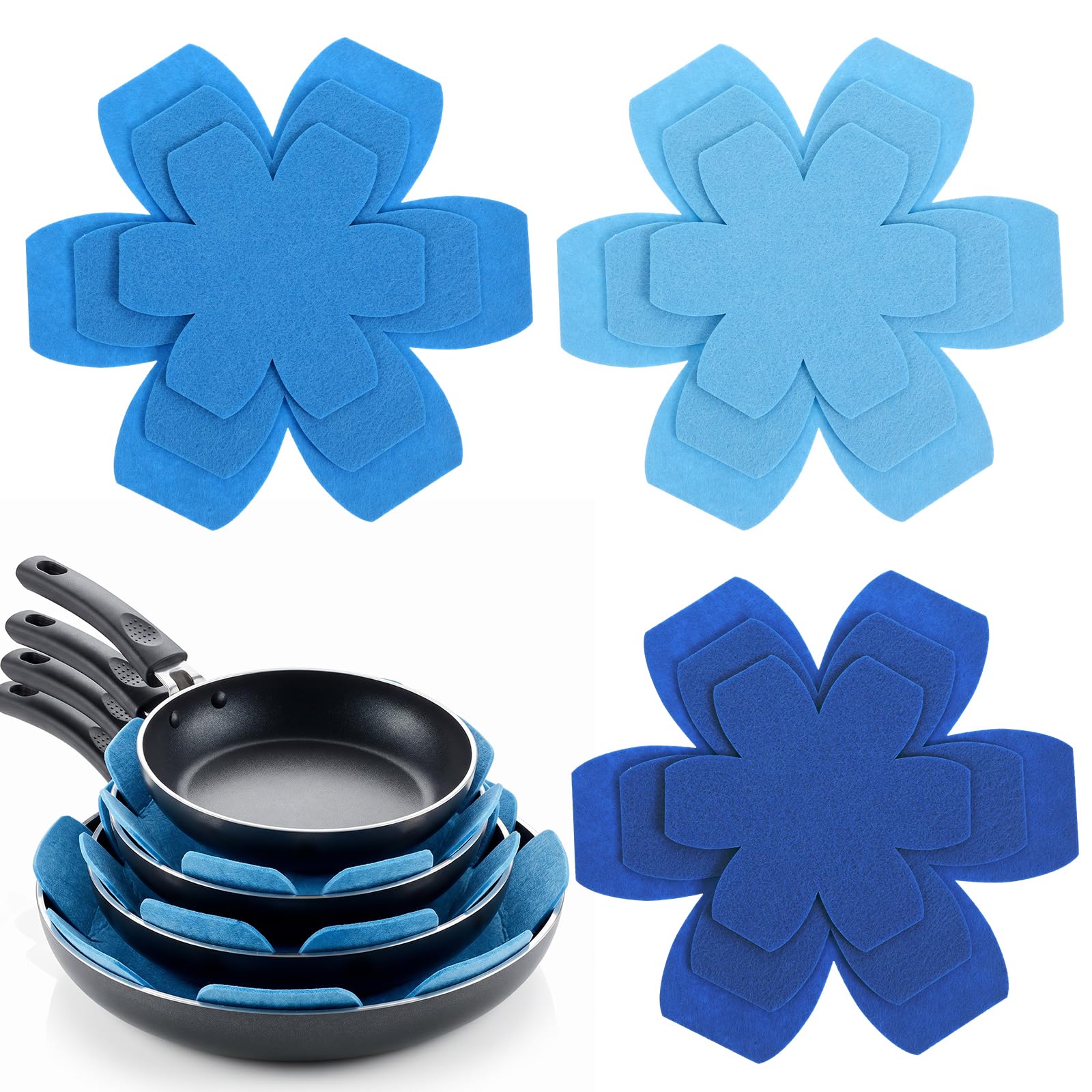 Ouligay 9 PCS Pot and Pan Protectors 3 Size Pot Protectors for Stacking Thicker Felt Pan Separators for Stacking and Protecting Your Cookware