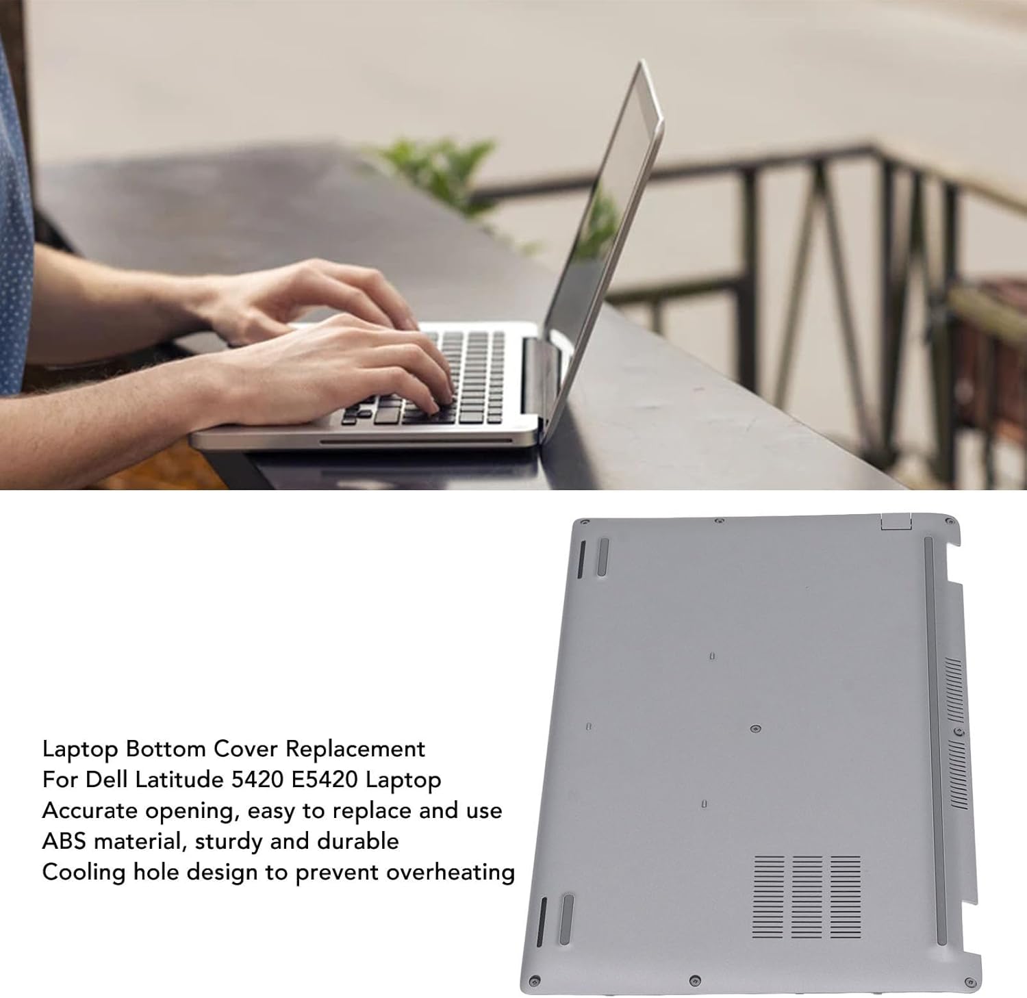 Laptop Replacement Bottom Case Base,ABS Replacement Laptop Lower Base Bottom Case Cover,Computer Base Cover Replacement for Latitude 5420 E5420