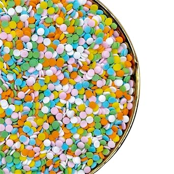 NIPEOR Rainbow Sprinkles Confetti Sprinkles 3.53oz/100gEdible Sprinkle Topping Confetti Sprinkles, Round Sprinkles for Cake Decorating, Cupcake Candy Sprinkles and Ice Cream Toppings Rainbow Confetti Yellow Orange Blue