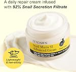 Snail Mucin 92% Advance Hydratant 3,52oz/100g, Hydrating visage crème pour sec & Peau sensible, tous types de peau